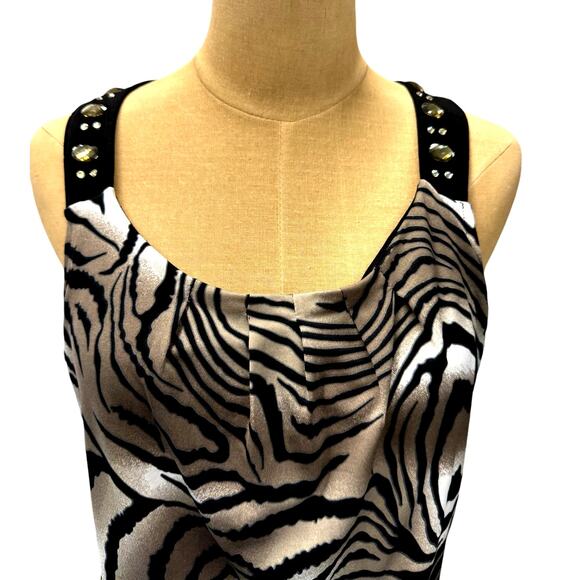 NWT!!! Maxi,Sleeveless,Embellished Tiger Stripes Dress,Size S, NY Collection - Picture 3 of 13